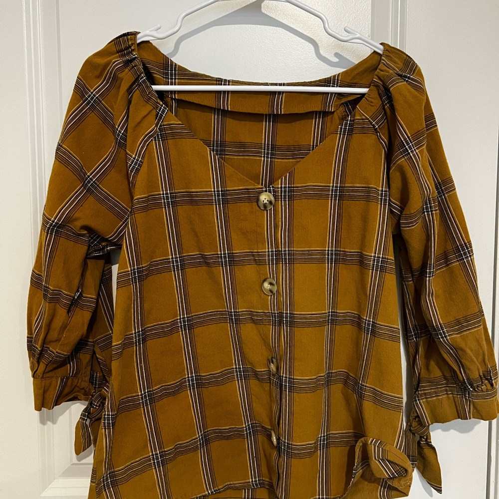 Plaid Button-Up Women's Top